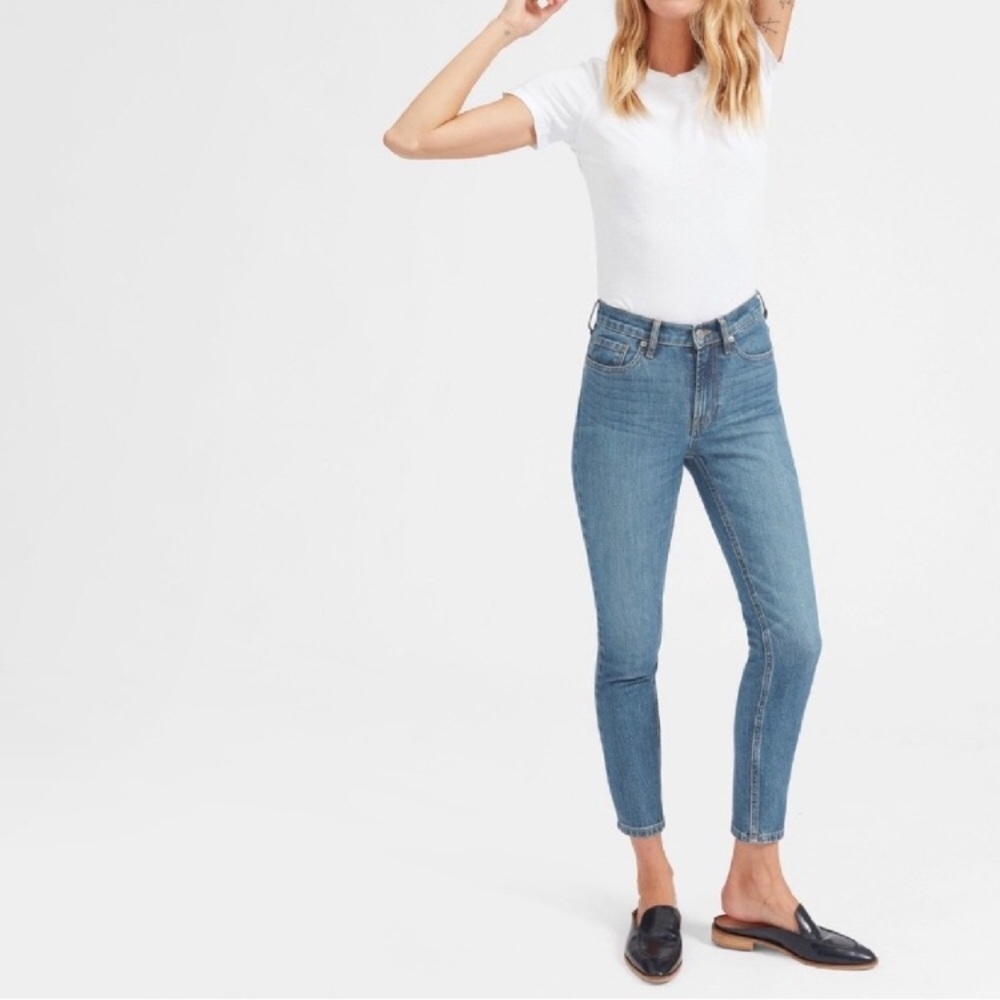 Everlane High Rise Skinny Ankle Jean Mid Blue